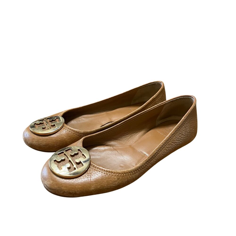 Tory Burch Camel Brown Leather Flats Size 6.5